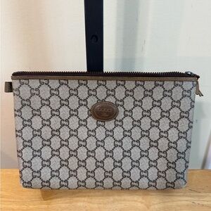 Gucci Brown Toiletry Bag with Monogram Design